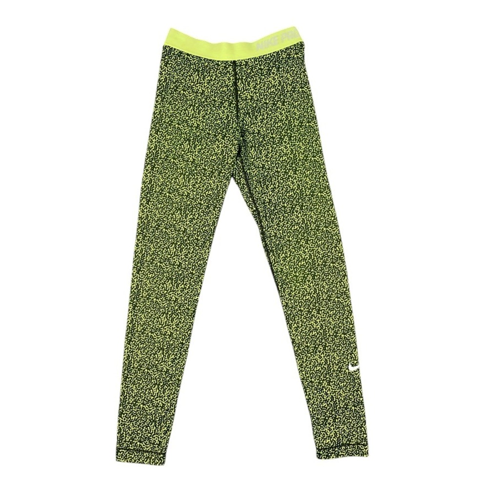 Nike Pro Leggings Women‎ M Green Black Mezzo Dri-Fit Compression Tights Abstract
